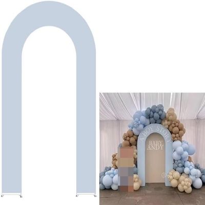 Iydamc Light Blue Open Arch Backdrop Cover for Birthday Partied Baby Shower Wedding Decor Double-Sided Stretchy U-Shaped Arched Wall Stands Covers Display Props