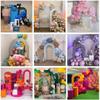Iydamc Light Blue Open Arch Backdrop Cover for Birthday Partied Baby Shower Wedding Decor Double-Sided Stretchy U-Shaped Arched Wall Stands Covers Display Props view 3