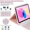 AHYWTAN for iPad 11/10th Generation Case with Keyboard,Detachable Bluetooth Keyboard case for iPad A16 2025 11 inch/10th Gen 2022 10.9 with Pencil Holder, Square Keycaps,Pink view 3