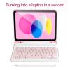 AHYWTAN for iPad 11/10th Generation Case with Keyboard,Detachable Bluetooth Keyboard case for iPad A16 2025 11 inch/10th Gen 2022 10.9 with Pencil Holder, Square Keycaps,Pink view 4