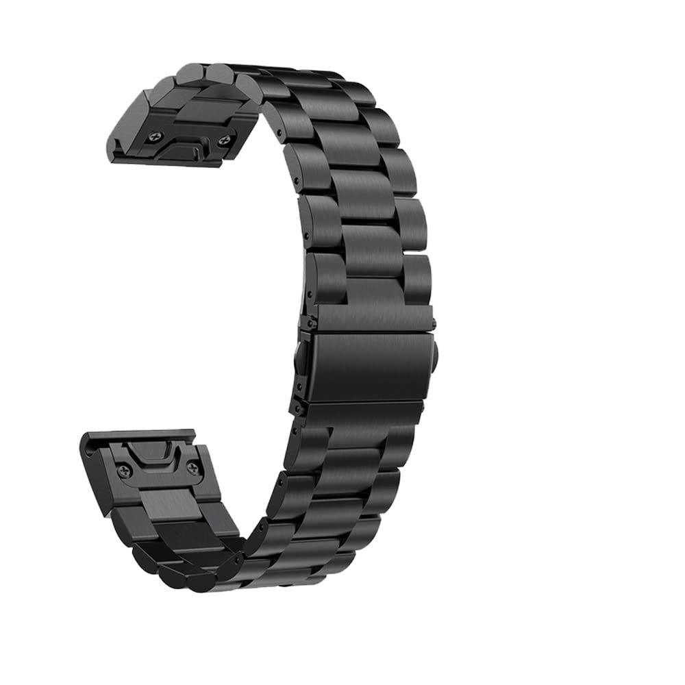 BEFIA Smart Watch Metal Band For Garmin Fenix 6X 6 Pro 7 7X 5X 5 Bracelet 20 22 26mm Wristbands Straps Stainless Steel Fenix 7S 6S 5S (Color : Black, Size : 26mm Fenix 6X 6XPro)
