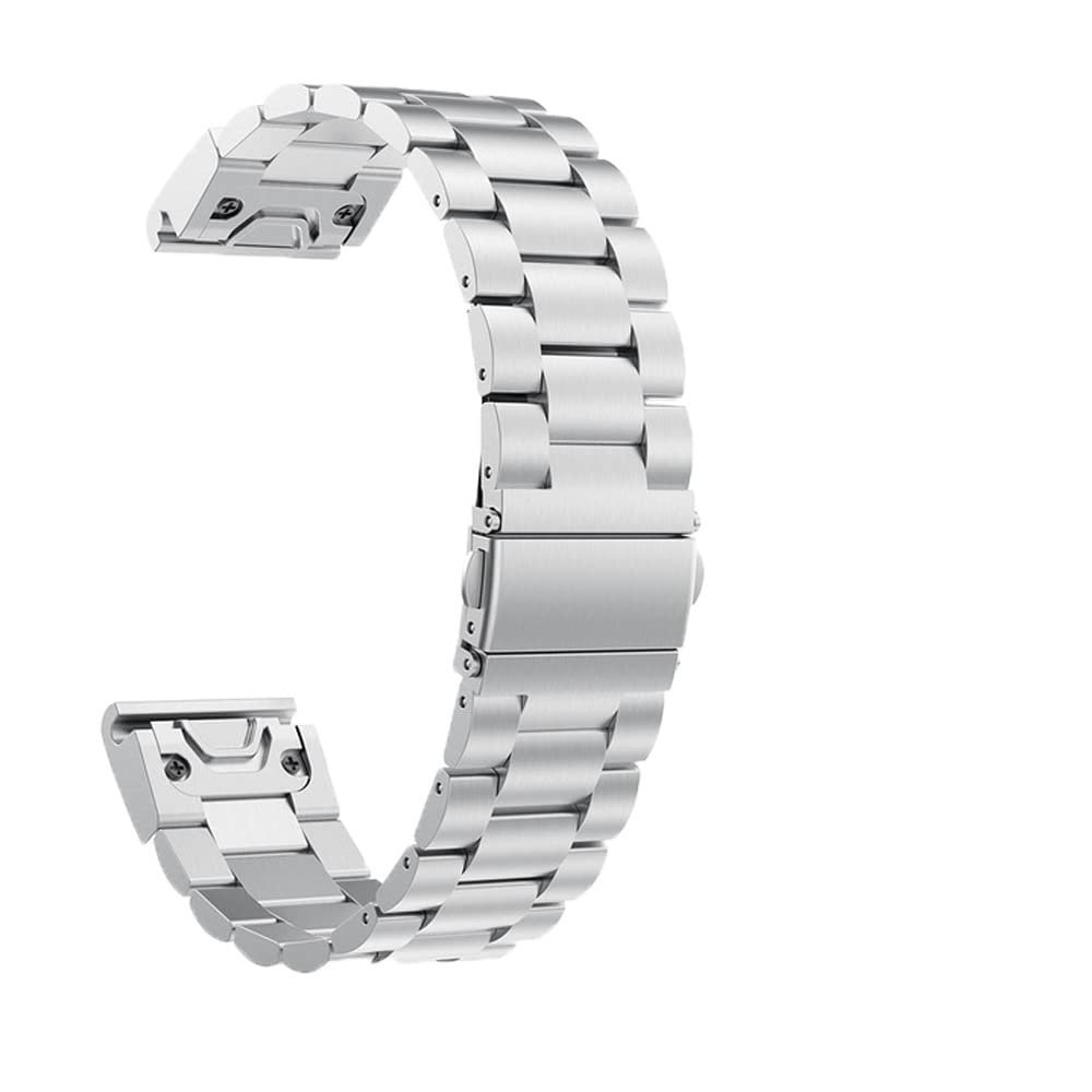 BEFIA Smart Watch Metal Band For Garmin Fenix 6X 6 Pro 7 7X 5X 5 Bracelet 20 22 26mm Wristbands Straps Stainless Steel Fenix 7S 6S 5S (Color : Silver, Size : 20mm Width)