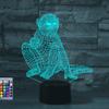 Jinnwell 3D Monkey Night Light Lamp Illusion 16 Color Changing Table Desk Decoration Lamps Acrylic Flat ABS Base USB Cable Birthday Gift Toys view 1