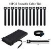 50pcs 4 Inch Cable Ties for Charging Cords, Wire Ties, Cord Ties, Cable Straps, Reusable, Adjustable, Heavy Duty, Self-Locking, Black view 2