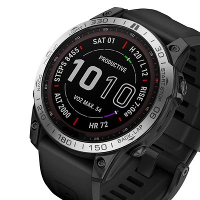 CEKGDB Stainless Steel Case for Garmin Fenix 7 7X 5 5Plus 6 6X Pro SmartWatch Bezel Ring Styling Adhesive Metal Cover Accessories (Color : Silver, Size : 22mm Fenix 6 Pro)