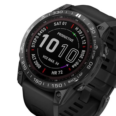 CEKGDB Stainless Steel Case for Garmin Fenix 7 7X 5 5Plus 6 6X Pro SmartWatch Bezel Ring Styling Adhesive Metal Cover Accessories (Color : Black, Size : 22mm Fenix 6 Pro)