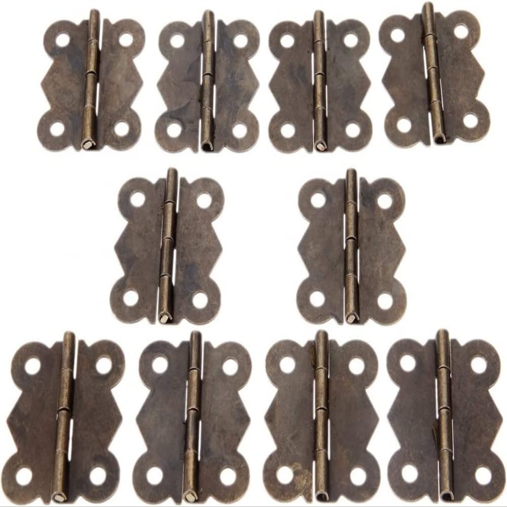 Antique Latch Hasp,Retro Bronze Iron Hinges,Butt Hinges Connectors 10Pcs Butterfly Door Hinges Antique Bronze Cabinet Drawer Jewellery Box Decorate Hinge for Furniture Hardware -25x30mm 10pcs