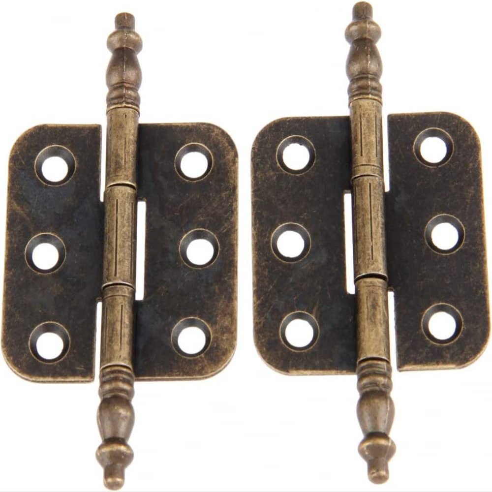Antique Latch Hasp,Retro Bronze Iron Hinges,Butt Hinges Connectors 2Pcs Antique Crown Head Door Cabinet Hinges 6 Holes Jewelry Box Drawer Cupboard Decorative Hinge for Furniture 70 * 35mm Door Hinge