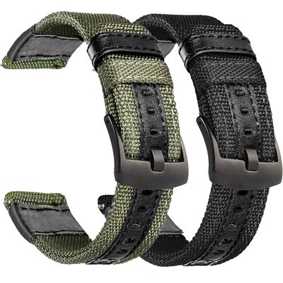 Olytop 2 Pack 22mm Rugged Watch Bands for Garmin Instinct / Instinct 2 Solar, Military Fabric Sports Wristband Replacement Watch Strap Men Women for Garmin Instinct 2 Tactical/Esports/Tide, 2