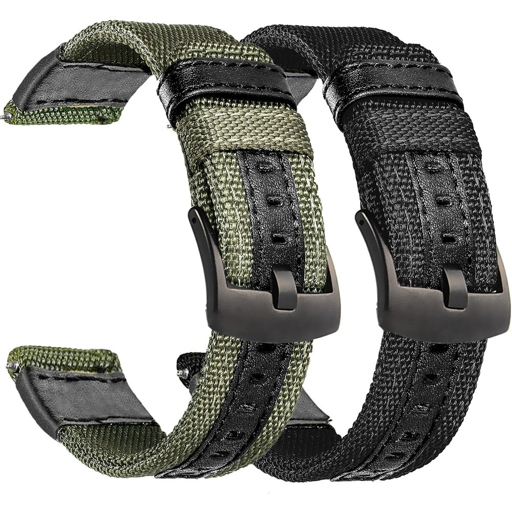Olytop 2 Pack 22mm Rugged Watch Bands for Garmin Instinct / Instinct 2 Solar, Military Fabric Sports Wristband Replacement Watch Strap Men Women for Garmin Instinct 2 Tactical/Esports/Tide, 2