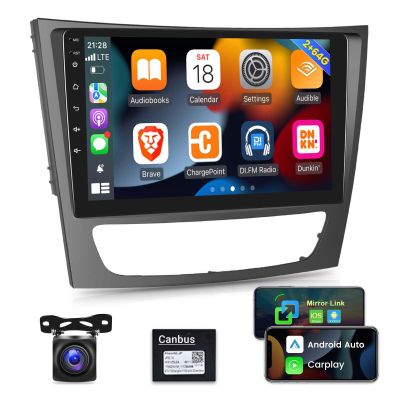 Car Radio for Mercedes Benz E Class W211 E200 CLS W219 2002-2009, [2G+64G] 9 inch Android 13 Touch Screen Car Stereo, Carplay/Android Auto/Bluetooth/WiFi +AHD Backup Camera+MIC