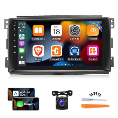 [2G+64G] Car Radio for Mercedes Benz Smart Fortwo 2005-2010, 9 inch Android 13 Touch Screen Stereo, Carplay/Android Auto/WiFi/1080P/SWC/Bluetooth/Mirror Link+AHD Backup Camera+MIC