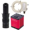 48MP 4K HDMI VGA USB 2.0 Microscope Camera 3840x2160 1080P Industrial Camera & 180X C-Mount Lens Whit 56-LED Adjustable Ring Light view 1