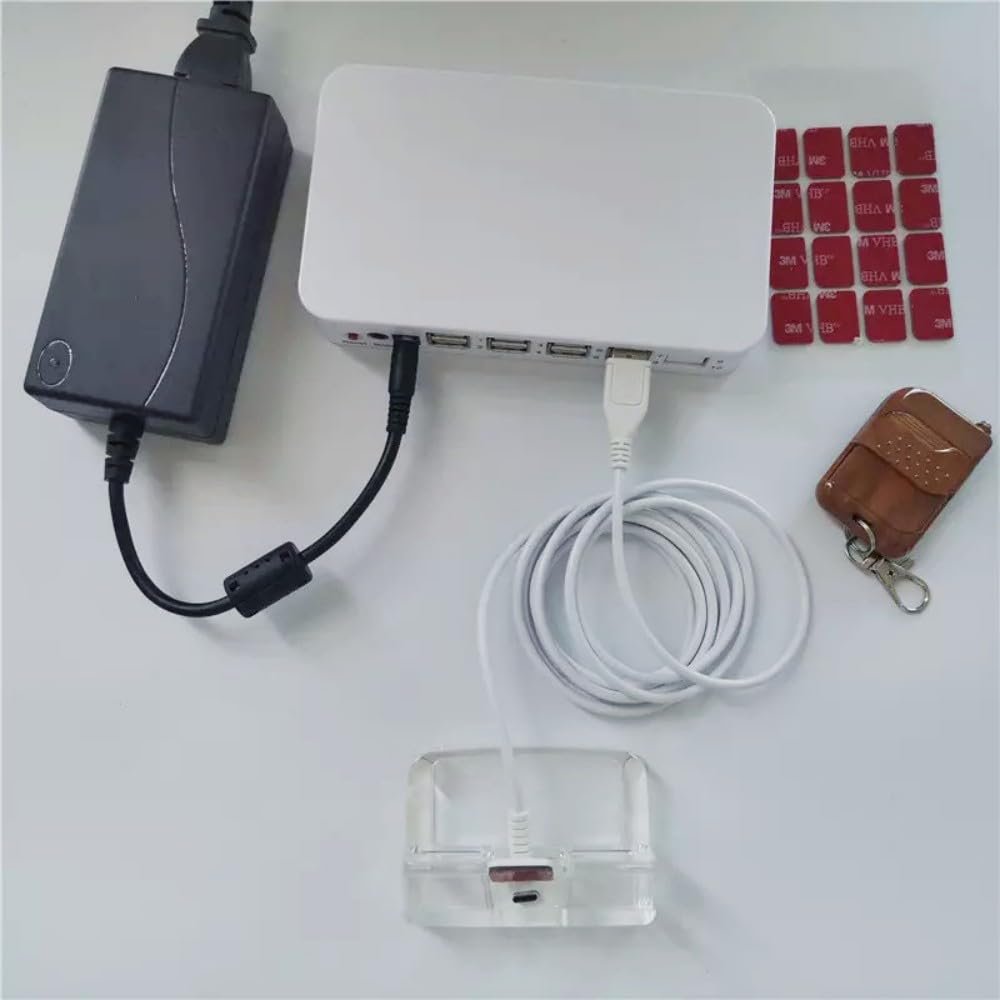 10 Port Smartphone Anti-Theft Alarm System Acrylic Base Charging On-Site Alarm US Piug (Type-C)