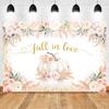 Mocsicka Pumpkin Fall in Love Backdrop Boho Pampas Grass Floral Pumpkin Wedding Shower Party Decorations Background Fall in Love Anniversary Photography Photobooth Props (10x8ft) view 2