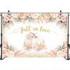 Mocsicka Pumpkin Fall in Love Backdrop Boho Pampas Grass Floral Pumpkin Wedding Shower Party Decorations Background Fall in Love Anniversary Photography Photobooth Props (10x8ft) view 3