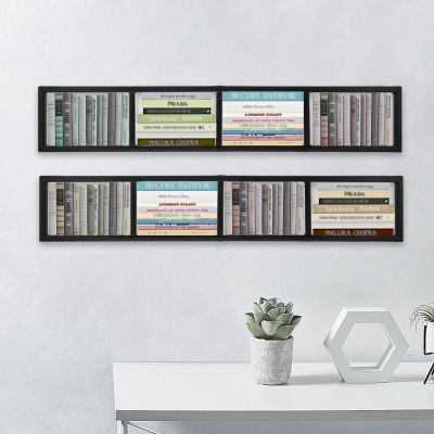 Wall Mount 34 Inch Media Storage Rack Modern Metal Storage Organizer Shelf Shelves for CD DVD Video Game Organizer Storage Holder Metal Floating Shelf Set of 2, Black