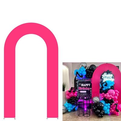 Aerdce Ruby Pink Open Arch Backdrop Stand Cover for Birthday Party U-Shaped Stretchy Double-Sided Open Arch Backdrop Covers Baby Shower Wedding Decor Supplies