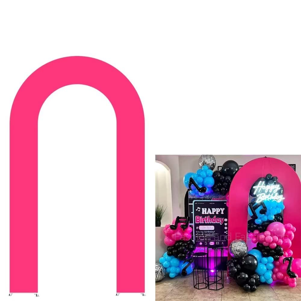 Aerdce Ruby Pink Open Arch Backdrop Stand Cover for Birthday Party U-Shaped Stretchy Double-Sided Open Arch Backdrop Covers Baby Shower Wedding Decor Supplies