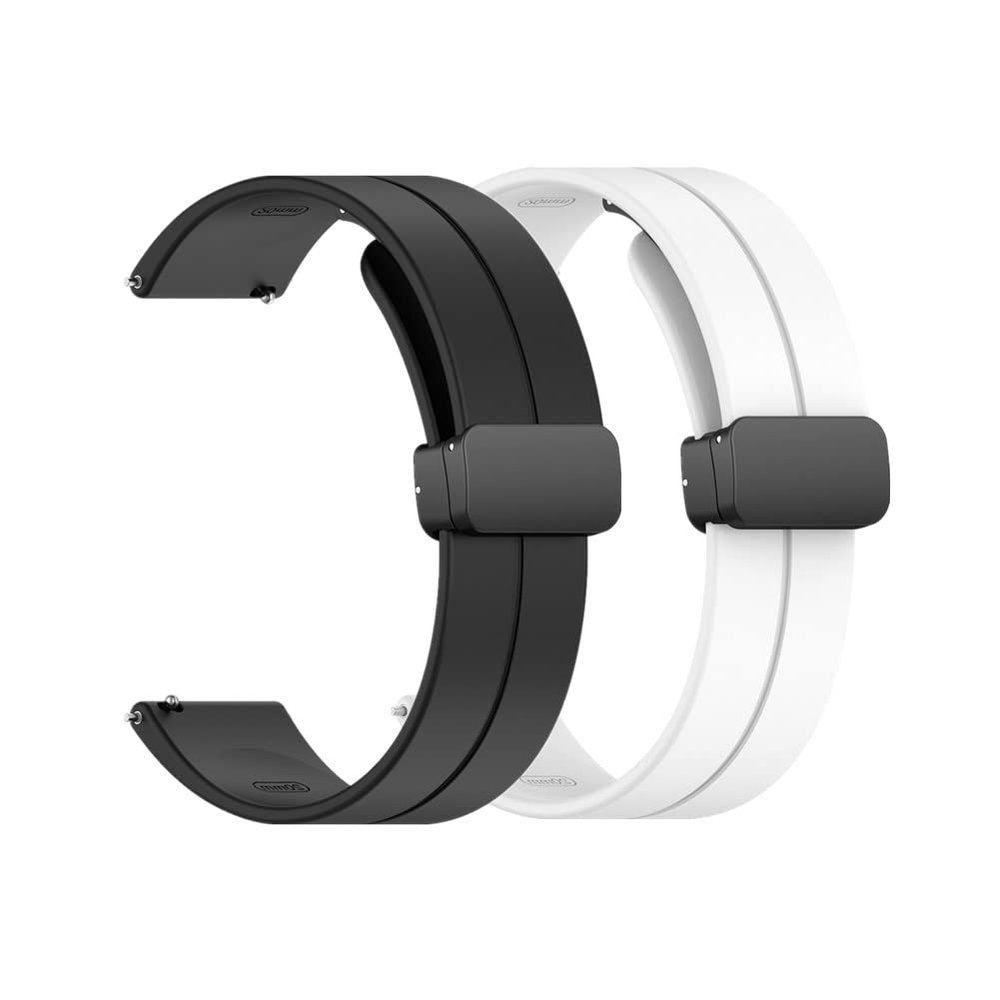 Waekethy Band for Garmin Venu/Venu sq/Venu sq2/Venu 2 plus, 20mm Watch Strap with Folding Clasp Silicone Replacement Wristband Compatible with Vivoactive 3/Approach S40/Forerunner 245 (Black+white)