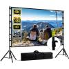 180 inch Projector Screen with Stand,HUANYINGBJB Outside Projection Screen, Portable 16:9 4K HD Rear Front Movie Screen with Carry Bag for Theater Backyard Movie Night,Cinema School, Churches,Parties view 1