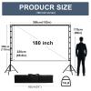 180 inch Projector Screen with Stand,HUANYINGBJB Outside Projection Screen, Portable 16:9 4K HD Rear Front Movie Screen with Carry Bag for Theater Backyard Movie Night,Cinema School, Churches,Parties view 3