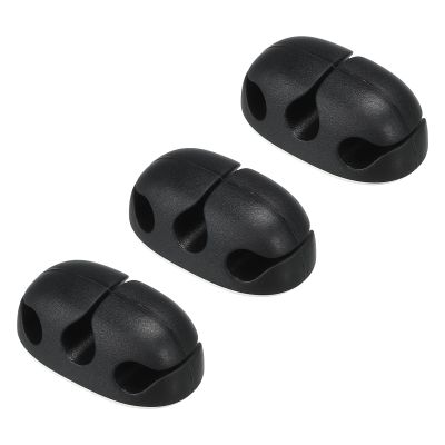MECCANIXITY 3pcs Cable Clips Cord Organizer for Desk, 3 Slots Silicone Adhesive Cord Holders Organizer Cable Management for USB Charging Cable, Black