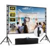 150"-Projector-Screen-with-Stand,HUANYINGBJB Outdoor Projection Screen, Portable 16:9 4K HD Rear Front Movie Screen with Carry Bag for Theater Backyard Movie Night,Cinema School, Churches, Parties view 1