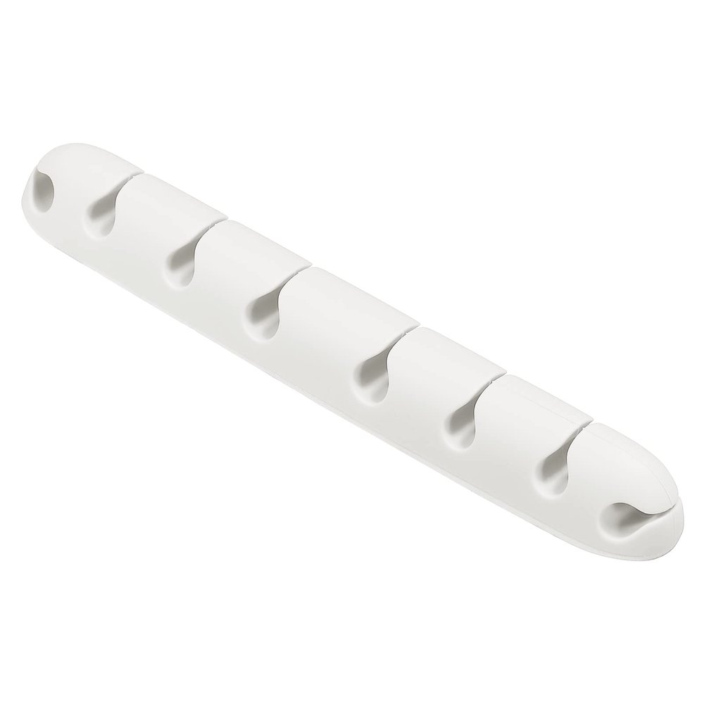 MECCANIXITY Cable Clips Cord Organizer for Desk, 8 Slots Silicone Adhesive Cord Holders Organizer Cable Management for USB Charging Cable, White