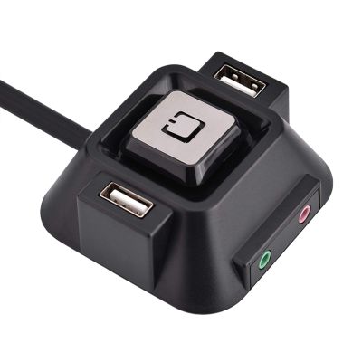 SYH&AQYE Desktop PC Switch, Black, Push Button, Push Button Operation, 4-Way, 2 USB Ports, Audio & Microphone Ports, 1.55m Length