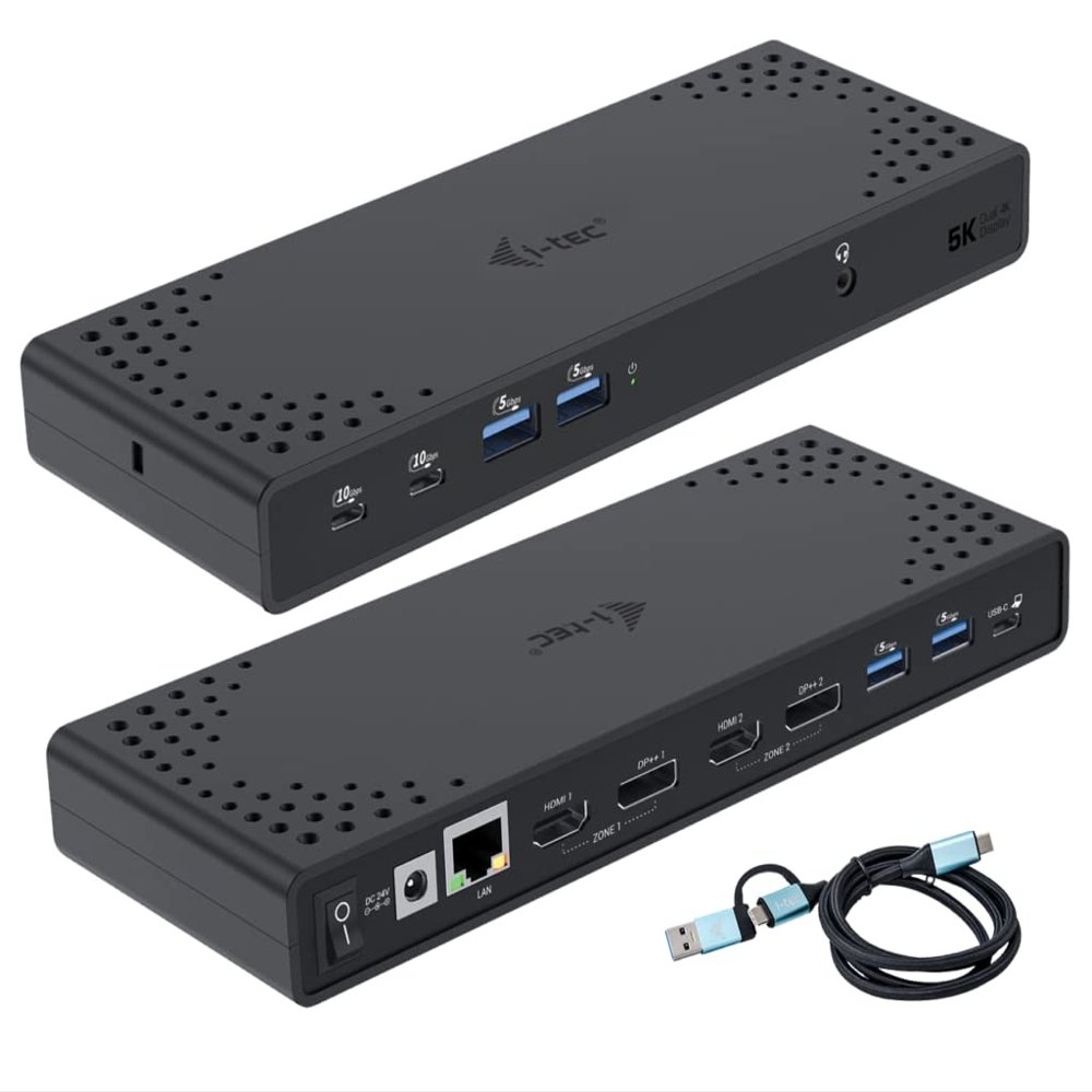 I-TEC USB-A/C TB Dual Dock Dual Display Dock PD 100 W
