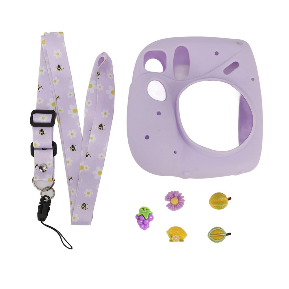 for Mini 7 Plus Camera Silicone Case, Camera Soft Silicone Protective Cover with Adjustable Shoulder Strap (Fruit)