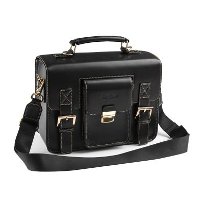 Cwatcun Leather Camera Bag Compact Shoulder Bag for Women, Vintage Small Sling Case Crossbody, Travel Photography Backpack for Canon, Nikon, Sony, Fuji DSLR/SLR/Mirrorless Cameras, Lens Accessories