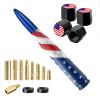 Car Truck Bullet Antenna with Valve Stem Caps, Universal Antenna Mast for GM Chevy Silverado 1500 2500 3500 HD Avalanche Ford F150 F250 F350 Heavy Duty Pickup Jeep Accessories (Blue)-American Flag view 1