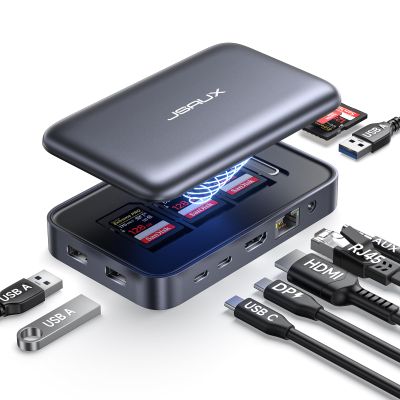 JSAUX Laptop USB C Docking Station, 10 in 1 USB C Magnetic Hub with 4K@60hz HDMI, 100W PD, USB A&C 3.0, 1000Mbps Ethernet, SD/TF, for HP/MacBook/Dell/Lenovo etc