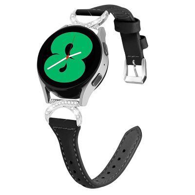 Chofit 20mm Genuine Leather Watch Band for Garmin Vivomove Trend/Sport/Vivoactive 3/Forerunner 158/645/245, Black, 5.5-8.7 inches