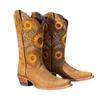 Cowboy Boots for Women Sunflower Embroidery Stitched Square Toe Low Heel Boot Mid-Calf Cowgirl Western Boots Ladies Pointy Toe Fashion Boots Khaki Brown Coffee US 5-10.5 view 3