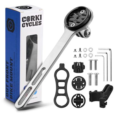 corki Cycles Titanium Bike Computer Mount - Out Front Cycling Computer Mount for Road Bikes Integrated Handlebar, Compatible with GM Wahoo Bryton Cateye Bike Mount