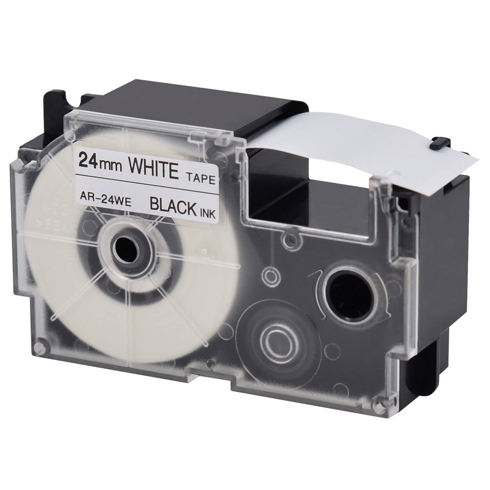 USUPERINK 1 Pack Compatible for XR-24WE XR-24WE2S Black on White 24mm Label IT Tape Cartridge for CW-L300 KL-430 KL-820 KL-7000 KL-7200 KL-8100 KL-8200 KL-C500 EZ Label Printer