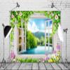 CORFOTO 15x10ft Fabric Window View Mountains Backdrop Flowers Window Nature Waterfall Scenery Photography Background for Kids Children Baby Shower Birthday Party Decor Bedroom Aesthetic Wall Decor view 2