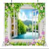 CORFOTO 15x10ft Fabric Window View Mountains Backdrop Flowers Window Nature Waterfall Scenery Photography Background for Kids Children Baby Shower Birthday Party Decor Bedroom Aesthetic Wall Decor view 3