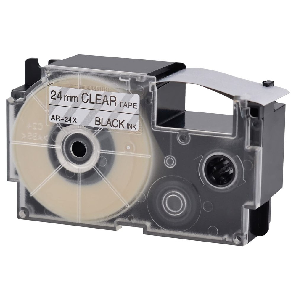 USUPERINK 1 Pack Compatible for XR-24X XR-24X2S Black on Clear 24mm Label IT Tape Cartridge for CW-L300 KL-430 KL-820 KL-7000 KL-7200 KL-8100 KL-8200 KL-C500 EZ Label Printer