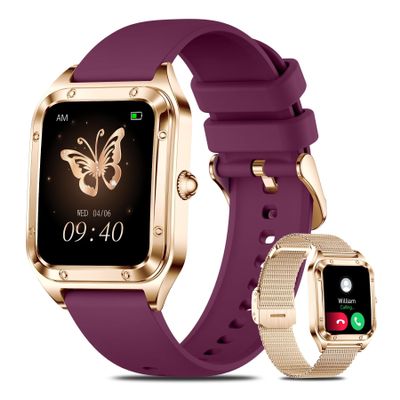 Smart Watch for Women, 1.6'' Bluetooth Call(Answer/Dial), Activity Fitness Tracker with Heart Rate/Sleep Monitor 100+ Sports Pedometer AI Voice, Smartwatch for Android iPhone Compatible (Rose Gold)