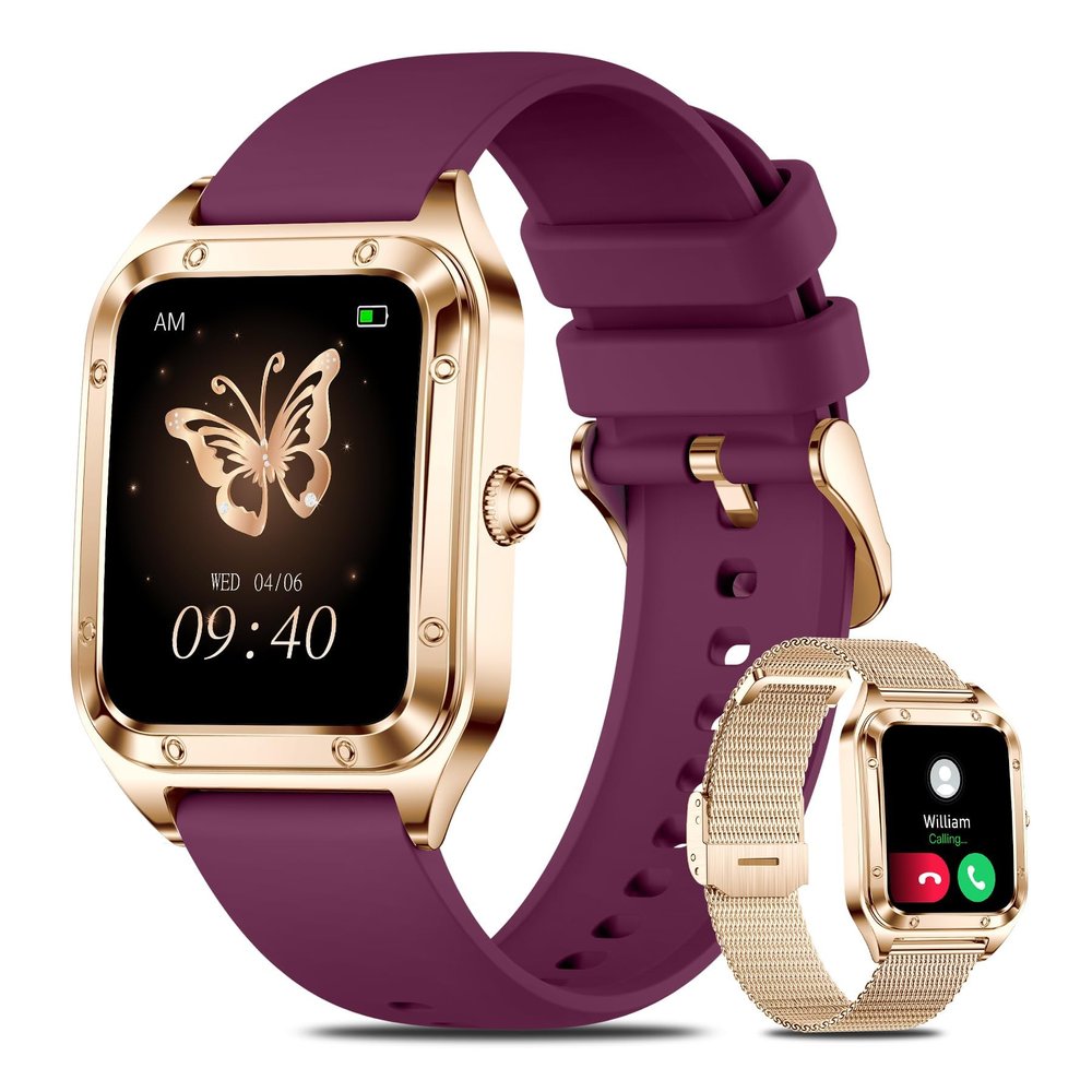Smart Watch for Women, 1.6'' Bluetooth Call(Answer/Dial), Activity Fitness Tracker with Heart Rate/Sleep Monitor 100+ Sports Pedometer AI Voice, Smartwatch for Android iPhone Compatible (Rose Gold)