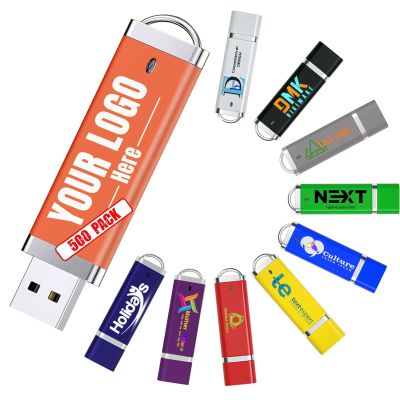 Custom USB Flash Drive 2GB 500 Pack Customized Thumb Drive Customizable USB Drive Logo Print FEWINA Branding with Personalized USB Stick (500 Pack,10 Color Options)