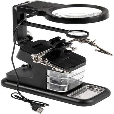 Screen Magnifier 3X25x45 Desktop Multifunction USB Magnifying Glass Auxiliary clamp Magnifier with LED Light Double The Comfort