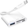 4-in-1 USB C SD Card Reader, JSAUX USB-C Micro SD Card Reader with (USB 3.0 & Charging) Port Compatible with iPhone 16/16 Plus/16 Pro/16 Pro Max, Android, Mac, Galaxy, iPad Pro, Camera -White view 1