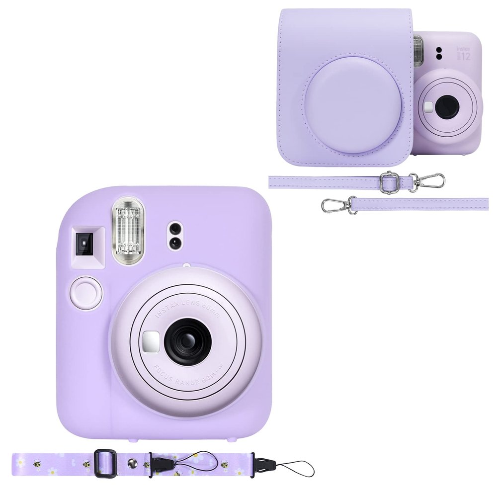 Aenllosi Hard PU Case for Fujifilm Instax Mini 12/11 and Silicon Case for Instax mini 12