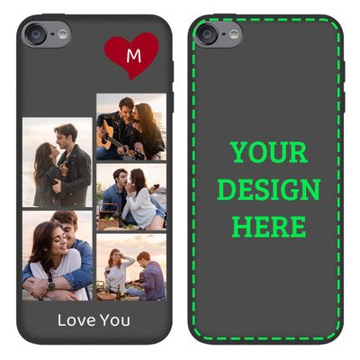 Customized Phone Case for iPod Touch 5 6 7 Personalized Collage Photo Phone Case Multi-Picture Cover,Anti-Fall TPU Slim Soft Black Case for Birthday Xmas Valentines Friends Gift