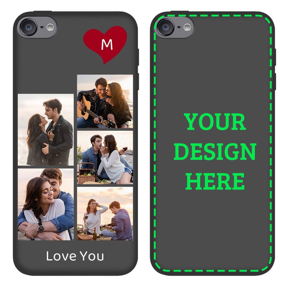 Customized Phone Case for iPod Touch 5 6 7 Personalized Collage Photo Phone Case Multi-Picture Cover,Anti-Fall TPU Slim Soft Black Case for Birthday Xmas Valentines Friends Gift